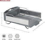 Load image into Gallery viewer, KitchenAid Large Capacity Full Size Rust Resistant Dish Rack with Angled Drain Board and Removable Flatware Caddy, Light Grey