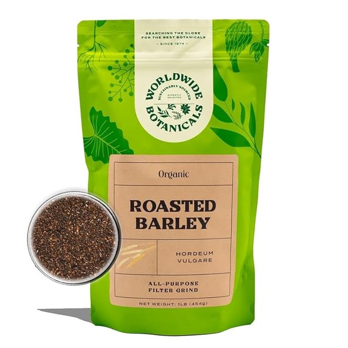 Worldwide Botanicals Organic Barley, Dark Roast – 1 lb –Italy’s Orzo, their Favorite Caffeine-Free Coffee Alternative – Brew Like Coffee – Acid Free, Gluten Free, Kosher, 16 ounces