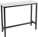 Load image into Gallery viewer, Mr IRONSTONE 47 inch Bar Table, White Pub Table Kitchen Dining Coffee Table High Writing Computer Table with MDF Top Covered with Laminate Marble (Indoor USE ONLY)