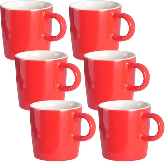 homEdge Mini Porcelain Espresso Cup, 4 Ounces / 120 ml Tiny Ceramic Coffee Mugs Demitasse for Espresso, Tea- Set of 6, Red