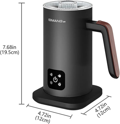 Electric Milk Frother, 4 in 1 Milk Steamer, 11.8oz/350ml Automatic Hot and Cold Foam Maker for Coffee, Latte, Cappuccino, Macchiato, Hot Chocolate, Stainless Steel Body, Matte Black