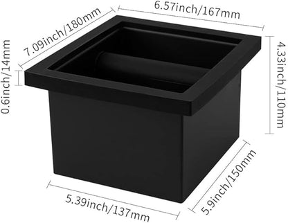 watchget Espresso Knock Box - Built-in Stainless Steel and Silicone Coffee Knock Box Chute, Detachable Rubber Rod, Square Bottomless Waste Bin for Coffee Grounds