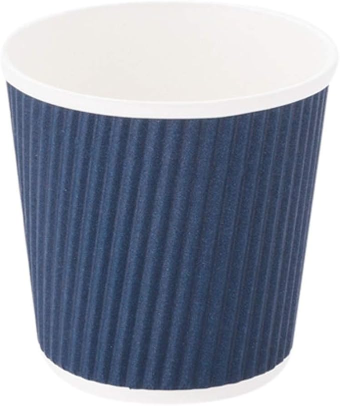 Restaurantware 4 Ounce Ripple Wall Disposable Coffee Cups, 500 Insulated Blue Paper Tumblers with Rolled Rim Design, Lids Sold Separately for Hot Drinks like Tea, Hot Chocolate and More
