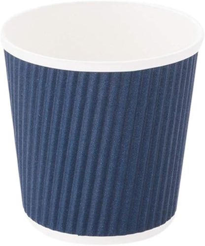 Restaurantware 4 Ounce Ripple Wall Disposable Coffee Cups, 500 Insulated Blue Paper Tumblers with Rolled Rim Design, Lids Sold Separately for Hot Drinks like Tea, Hot Chocolate and More