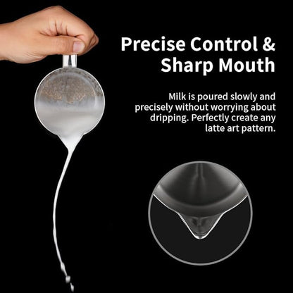 watchget Milk Frothing Pitcher 250ml/8oz Stainless Steel Espresso Steaming Pitcher Milk Coffee Cappuccino Latte Art Barista Steam Jug Espresso Frother Cup, Silver