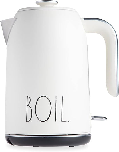 Rae Dunn Electric Hot Water Kettle - Stainless Steel Coffee Maker, Tea Kettle, Swivel Base, With Automatic Shut Off Boil-Dry Protection, Easy Pour Pitcher, 1500 Watt Boiling Power, 1.7 Liters, Cream