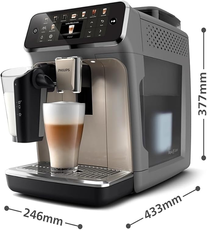PHILIPS Series 5500 LatteGo Fully Automatic Espresso Machine | 20 beverages | Grey Chromed | EP5544/90 | (Renewed)