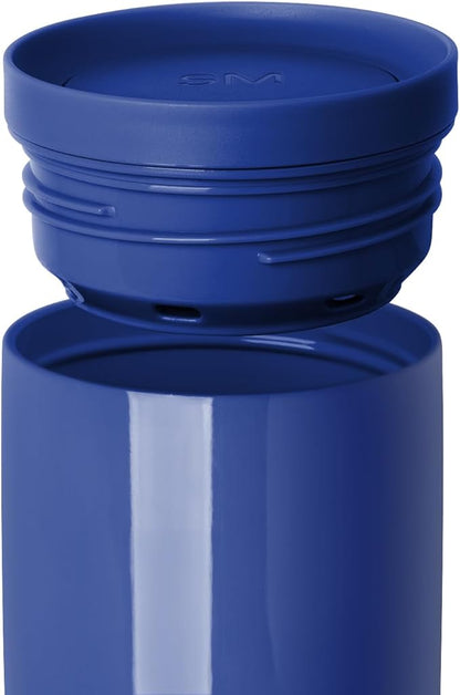 Simple Modern Voyager Signature | 16oz Travel Coffee Mug Tumbler with 360° Lid | Gifts for Women Men | Ceramic-Lined Insulated Stainless Steel Cold Brew Iced Coffee Cup | Marian Blue