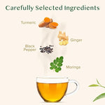 Load image into Gallery viewer, VAHDAM, Turmeric Moringa Tea Bags (100 Herbal Tea Bags) Caffeine Free, Non GMO | 100% Pure Herbal Blend - Sweet &amp; Earthy | Resealable Ziplock Pouch