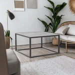 Load image into Gallery viewer, SAYGOER Small Coffee Table Square Modern Coffee Tables for Small Space Low Center Table for Living Room Office, Wood Top with Metal Frames, Easy Assembly, Gray Wood