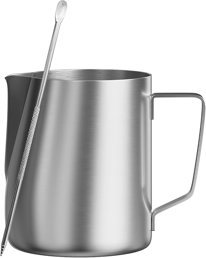 Milk Frothing Pitcher, 12 Oz/350 ML Milk Frother Steamer Cup Stainless Steel Espresso Cup with Decorating Pen