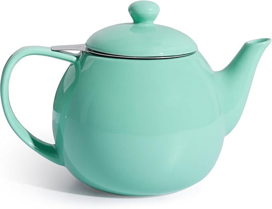 Sweese Teapots for Tea, 27 oz Porcelain Tea pot with Removable Stainless Steel Infuser, Tea Pots for Loose Tea - Mint Green