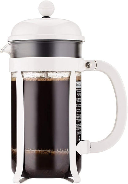 Bodum 34oz Chambord French Press Coffee Maker, High-Heat Borosilicate Glass, Stainless Steel, White – Made in Portugal