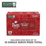 Load image into Gallery viewer, Peet's Coffee, Dark Roast Single Serve Coffee Pods - Holiday Blend 10 Count (1 Box of 10 Pods)