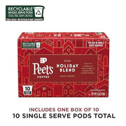 Peet's Coffee, Dark Roast Single Serve Coffee Pods - Holiday Blend 10 Count (1 Box of 10 Pods)