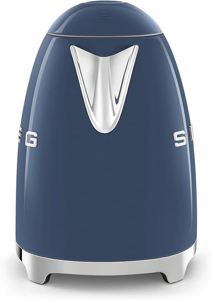 SMEG 50's Retro Style Electric Water Kettle with Automatic Shutoff, Removable Base, and Water Indicator, KLF03NBUS, Navy Blue