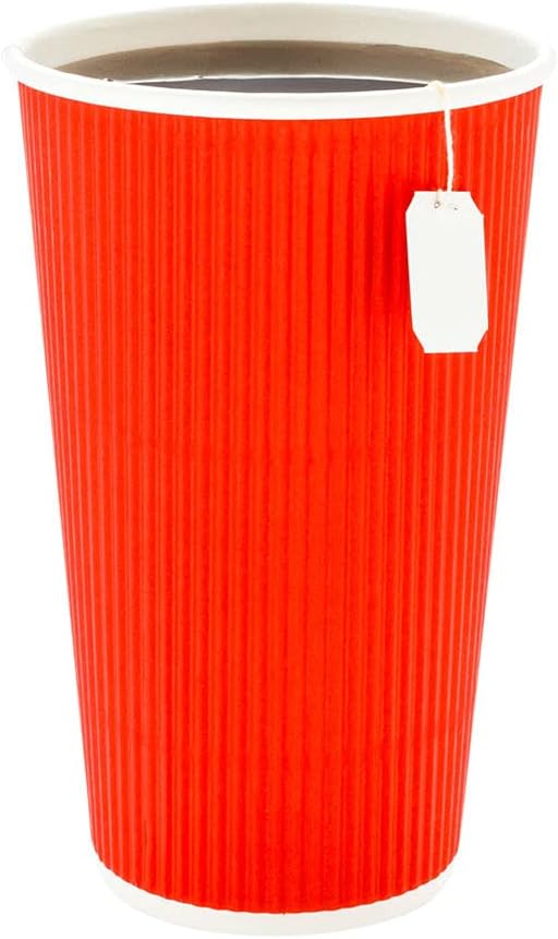 Restaurantware 16 Ounce Ripple Wall Disposable Coffee Cups, 500 Insulated Red Paper Tumblers with Rolled Rim Design, Lids Sold Separately for Hot Drinks like Tea, Hot Chocolate, and More