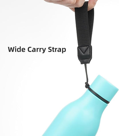 Insulated Water Bottle with Strap,18 oz Double Wall Stainless Steel Vacuum Bottles Metal Water Flask,Turquoise