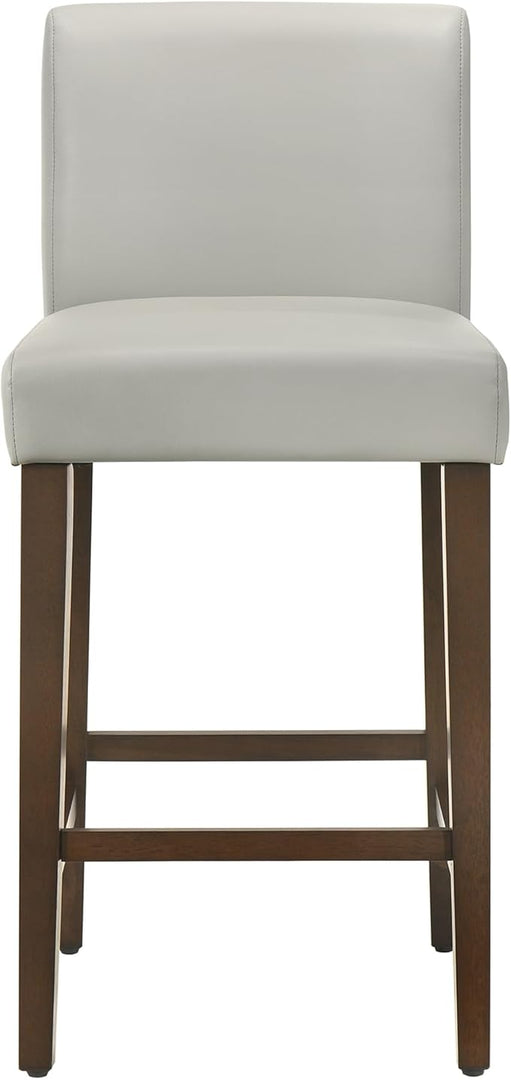 CHITA Counter Height Bar Stools Set of 2, 27" H Seat Height Upholstered Barstools, PU Leather in Creamy Grey