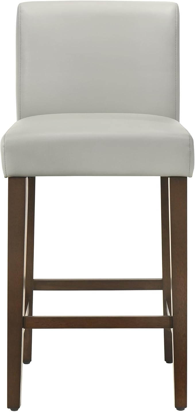 CHITA Counter Height Bar Stools Set of 3, 27" H Seat Height Upholstered Barstools, PU Leather in Creamy Grey