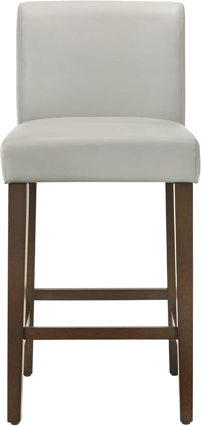 CHITA Counter Height Bar Stools Set of 3, 27" H Seat Height Upholstered Barstools, PU Leather in Creamy Grey