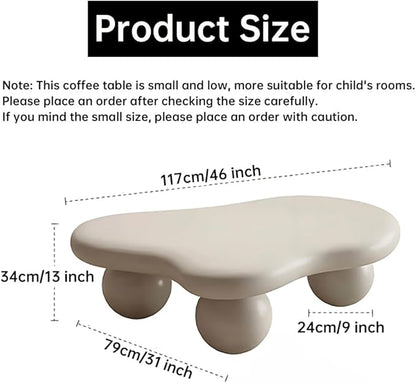 Cloud Coffee Table Modern Irregular Coffee Table Asymmetrical Unique Coffee Tables with 3 Bases for Living Room Farmhouse (B, 46")