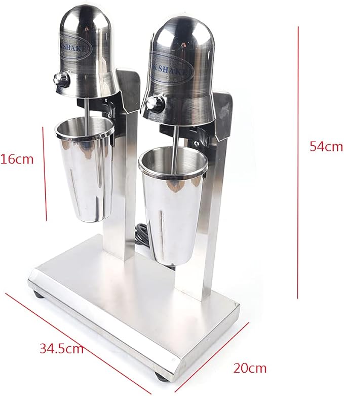 Commercial Stainless Steel Milk Shake Machine, Stainless Steel Milk Shaking Machine, Electric Double Head Drink Mixer 110V 15000RMP (Round Head))