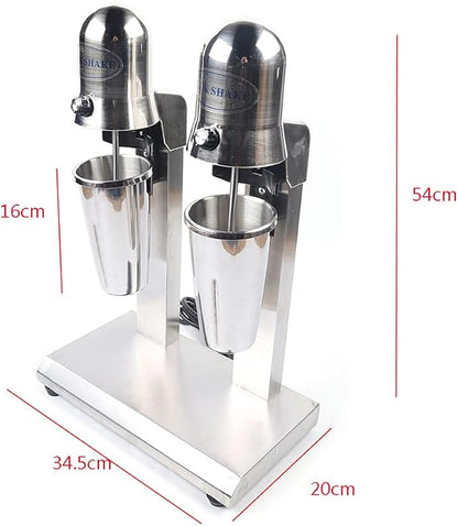 Commercial Stainless Steel Milk Shake Machine, Stainless Steel Milk Shaking Machine, Electric Double Head Drink Mixer 110V 15000RMP (Round Head))
