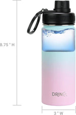 Load image into Gallery viewer, DRINCO Stainless Steel Water Bottle Spout Lid Vacuum Insulated Double Wall Water Bottle Wide Mouth (40oz 32oz 22oz 18oz 14oz) Leak Proof Keeps Cold or Hot (18 oz, 18oz Macaron)