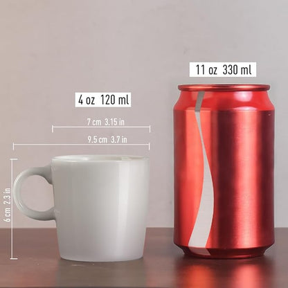 homEdge Mini Porcelain Espresso Cup, 4 Ounces / 120 ml Tiny Ceramic Coffee Mugs Demitasse for Espresso, Tea- Set of 6, White