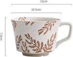 Load image into Gallery viewer, Ceramic Mug 1 pc, 11oz - Vintage Coffee Mug, Pottery Cups for Milk, Latte, Cappuccino, Tea - Porcelain Dishwasher, Microwave Safe Stoneware Gift for Women Men, Brown Leaf
