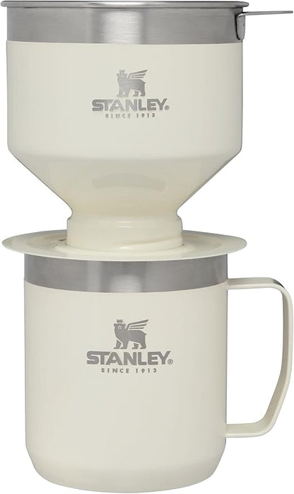 Stanley Perfect Brew Pour Over Set | 12 oz Camp Mug with Lid Included | Drip Coffee Maker with Reusable Filter | Insulated Stainless Steel | BPA-Free | Cream Gloss