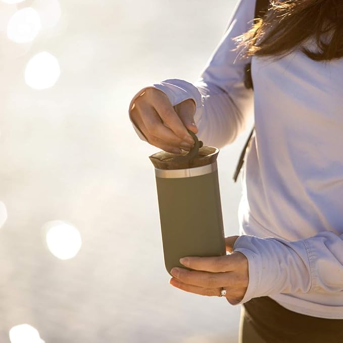 WACACO Octaroma Lungo Vacuum Insulated Coffee Mug, Double-wall Stainless Steel Travel Tumbler With Drinking Lid, 10 fl oz(300ml)， Pomona Green