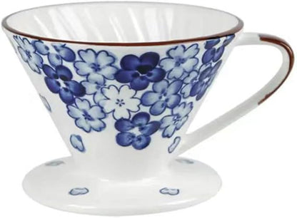 Ceramic Pour Over Coffee Dripper, Hand painted Coffee Drip Filter, Ceramic Slow Brewing Accessories for Home, Cafe, Restaurants (V01,1-2Cups) (Style C)