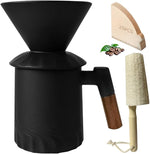 Load image into Gallery viewer, Pour Over Coffee Maker Set, Ceramic Pour Over Coffee Dripper 15.5oz/450 ml with 25 Pcs V60 Paper Filter, Coffee Pour Over Set for Camping, Black