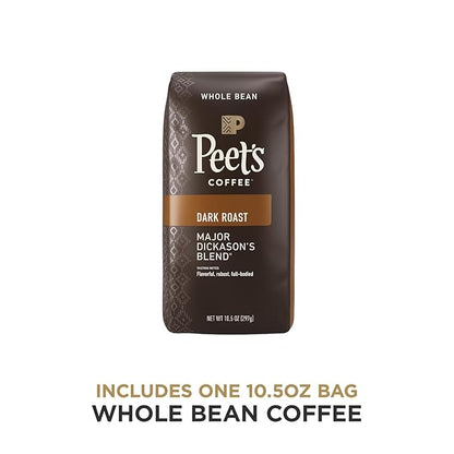 Peet's Coffee, Dark Roast Whole Bean Coffee - Major Dickason's Blend 10.5 Ounce Bag