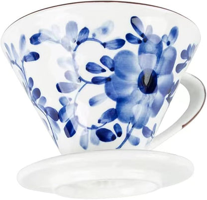 Ceramic Pour Over Coffee Dripper, Hand painted Coffee Drip Filter, Ceramic Slow Brewing Accessories for Home, Cafe, Restaurants (V01,1-2Cups) (Style C)