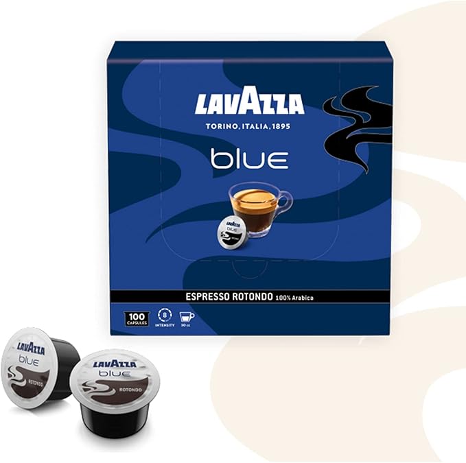 Lavazza BLUE Capsules, Espresso Rotondo Coffee Blend, Dark Roast, Value Pack, Blended and roasted in Italy, Rich bodied dark roast with smooth taste and velvety crema, 28.2 Ounce(Pack of 100)
