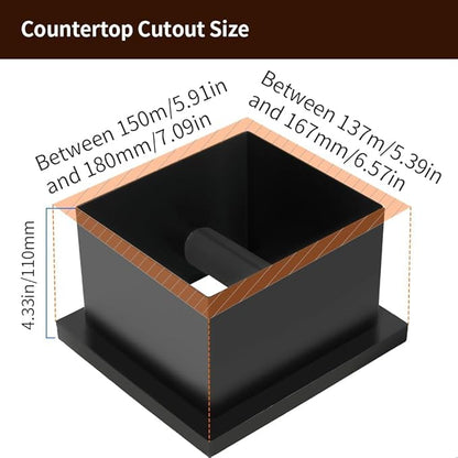 watchget Espresso Knock Box - Built-in Stainless Steel and Silicone Coffee Knock Box Chute, Detachable Rubber Rod, Square Bottomless Waste Bin for Coffee Grounds