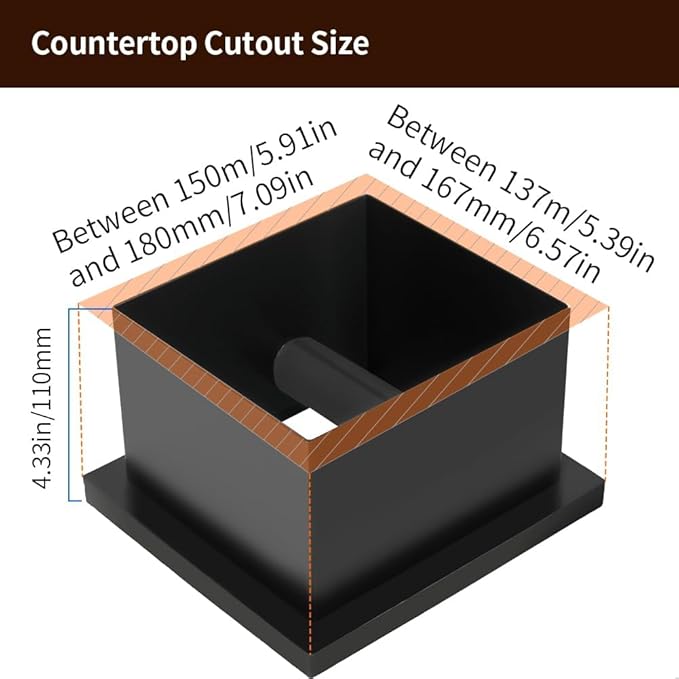 watchget Espresso Knock Box - Built-in Stainless Steel and Silicone Coffee Knock Box Chute, Detachable Rubber Rod, Square Bottomless Waste Bin for Coffee Grounds