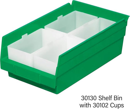 Akro-Mils 30130 Plastic Shelf Bins, Heavy Duty Storage Bins for Garage, Closet, and Drawer Organization, 12-Inch x 6-1/2-Inch x 4-Inch, Green, 12-Pack