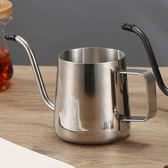 Toyvian Gooseneck Kettle 600ML Metal Coffee Kettle, Coffee Thin Spout, Gooseneck Pitcher, Narrow Spout Pot, Dripper Stainless Steel Water Bottle