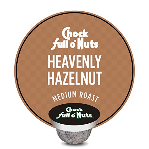 Chock Full o’Nuts Heavenly Hazelnut Roast, Medium Roast K-Cups, Flavored to Perfection with a Great Hazelnut Taste - Compatible with Keurig Pods K-Cup Brewers (1 Pack of 12 Single-Serve Cups)