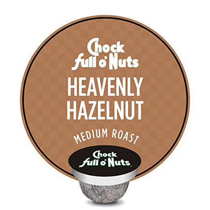 Chock Full o’Nuts Heavenly Hazelnut Roast, Medium Roast K-Cups, Flavored to Perfection with a Great Hazelnut Taste - Compatible with Keurig Pods K-Cup Brewers (1 Pack of 12 Single-Serve Cups)