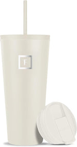 Load image into Gallery viewer, IRON °FLASK Classic Tumbler - Vacuum Insulated Stainless Steel Water Bottle, Double Walled, Drinking Cup, Insulated Travel Mug (Cashmere Cream, 32 oz Solid Lid)