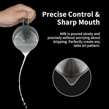 watchget Milk Frothing Pitcher 20oz/600ml Stainless Steel Espresso Steaming Pitcher for Espresso Machines Coffee Frothing Cup Cappuccino Latte Art Milk Jug Cup