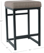 Load image into Gallery viewer, Homepop Home Decor | Modern 24-Inch Counter Stool | Backless Metal Frame Bar Stools Counter Height | Decorative Home Furniture, Brown, K7651.24-F1552
