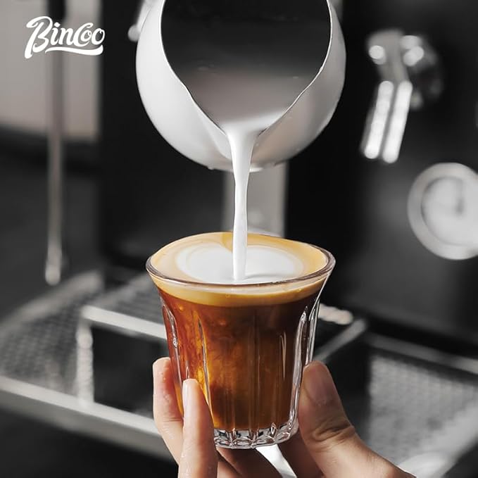 Bincoo Espresso Milk Frothing Pitcher Stainless Steel 20oz/600ML Coffee Milk Frother Cup-Milk Frothing Pitcher with Measurement Lines,Ergonomic Handle for Latte Art & Cappuccino(White)
