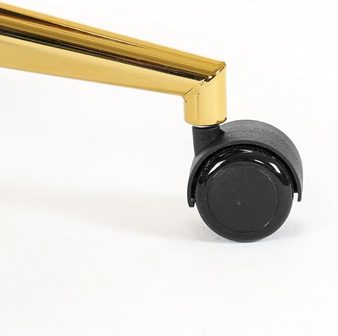 MOJAY Mid-Back Ergonomic Leather Office Chair, Modern Upholstered Executive Desk Chair with Gold Frame Armrest Computer Task Chair (Camel)