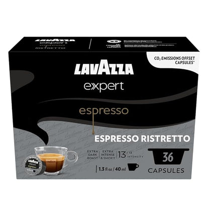 Lavazza Expert Espresso Ristretto Capsules, Extra Dark Roast, Arabica and Robusta Blend, Compatible with Lavazza Classy Machines (36 Capsules)